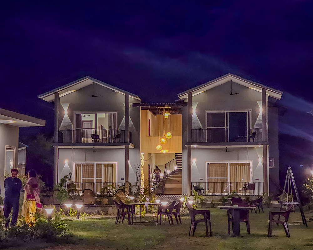 Luxury Villas at Night in Jim Corbett